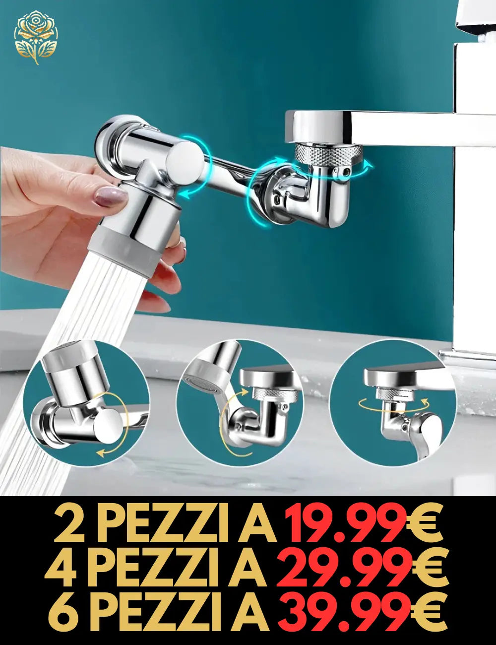 RotoRubinetto PRO UNIVERSALE - Sia per lavelli in cucina che lavandini in bagno!
